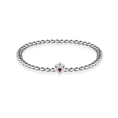 janvier | Pierre de naissance grenat | Argent | Bracelet Coeur Cristal